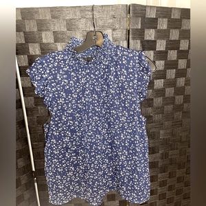 BANANA REPUBLIC Maritime Blue/White Blouse L